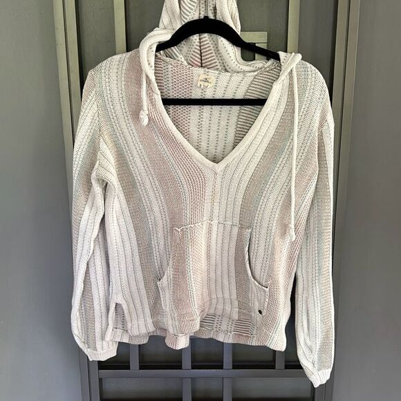 ￼O'Neill striped beige hoodie women's Baja top S - Picture 1 of 5